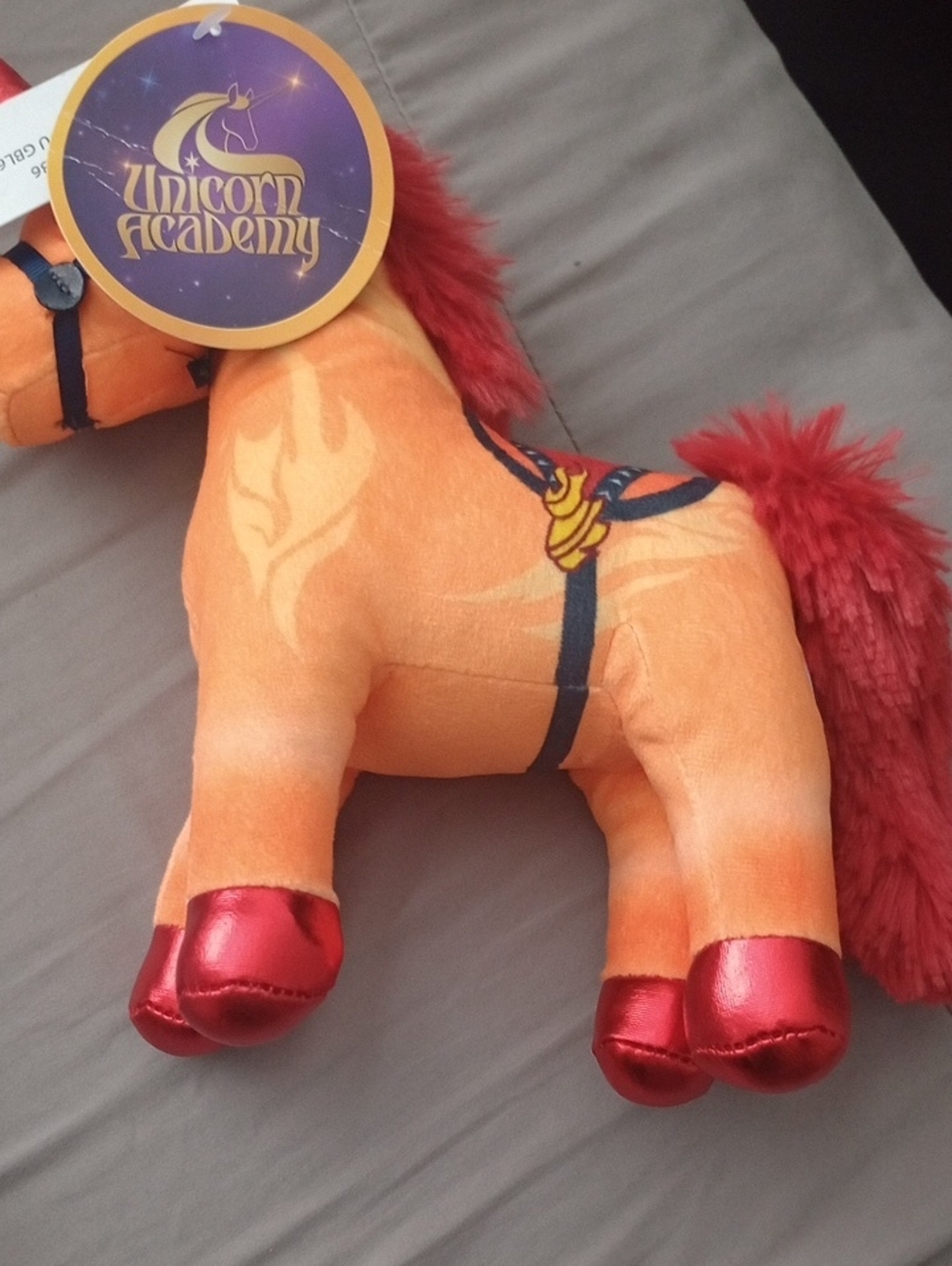 Cinder Unicorn Academy Orange Plush Horse with Red Mane & Metallic Red Hooves